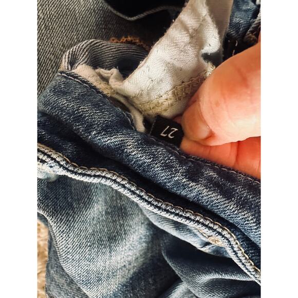 7 For All Mankind Jeans Size 27 Distressed Skinny Denim Ankle Holey - Picture 10 of 12